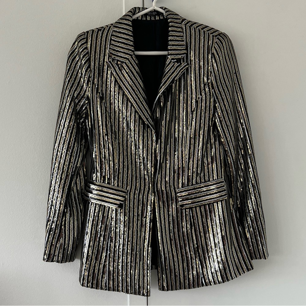NastyGal black silver and gold sequin blazer from ELC collaboration